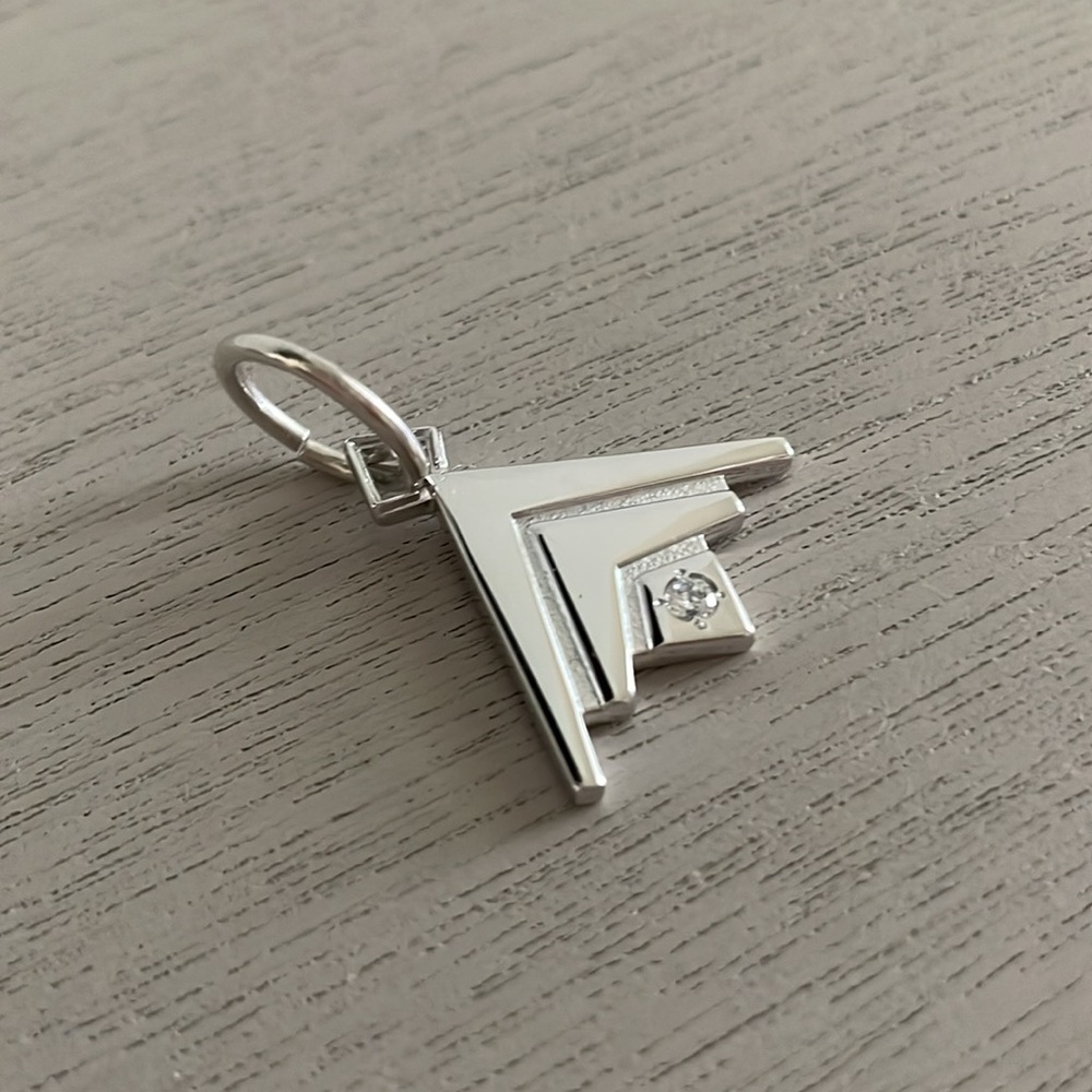 Silpada Sterling Silver Logo Service Recognition Pendant with Cubic Zirconia